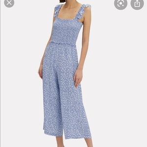 Intermix-Faye Floral Smocked Jumpsuit-Blue/White